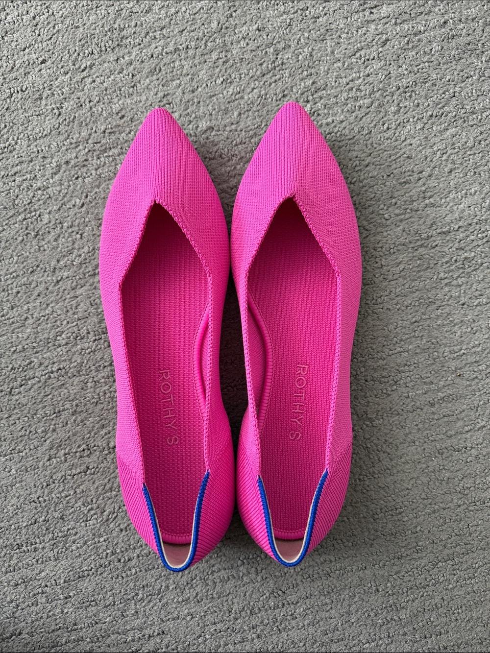 Rothy's Hot Pink Pointed Knit Flats
